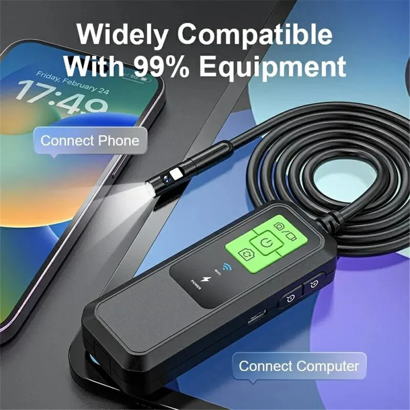 W600 1m Hard Wire 8mm Dual Lens Endoscope 2.0MP 1080P Inspection Camera HD Industrial Borescope