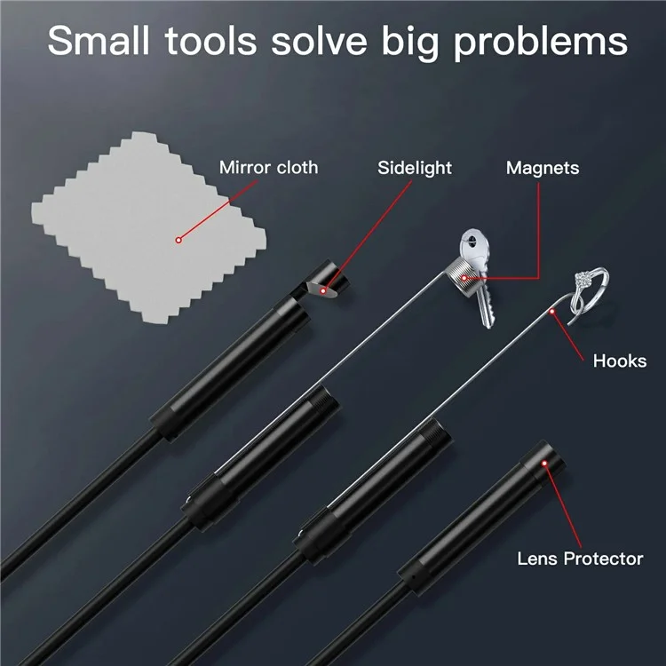 NK-5001Pro 5m Hard Wire Waterproof USB+Type-C+8-Pin Mobile Phone Endoscope 2MP 8MM Camera Microscope