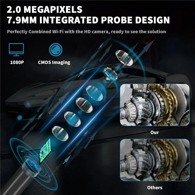 NK-5001Pro 5m Hard Wire Waterproof USB+Type-C+8-Pin Mobile Phone Endoscope 2MP 8MM Camera Microscope