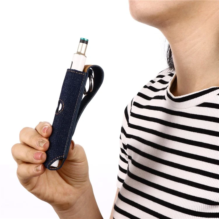 ONE-001 For Ploom TECH+ Protective Sleeve PU Leather / Denim E-cigarette Cover - Sapphire