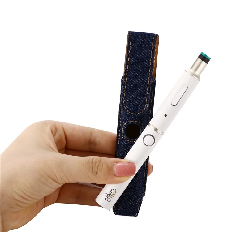 ONE-001 For Ploom TECH+ Protective Sleeve PU Leather / Denim E-cigarette Cover - Sapphire