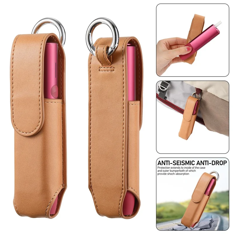 ONE-001 For Ploom TECH+ Protective Sleeve PU Leather / Denim E-cigarette Cover - Light Brown