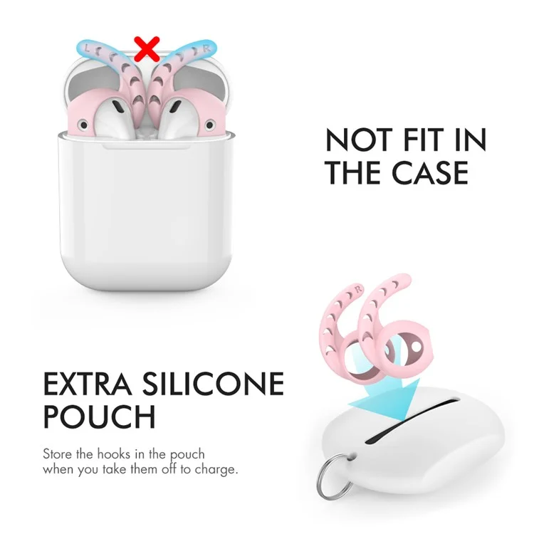 AHASTYLE PT14 per Apple AirPods con custodia di ricarica (2016) / (2019) / AirPods con custodia di ricarica wireless (2019) 3 paia di cappucci per orecchie con gancio - Rosa