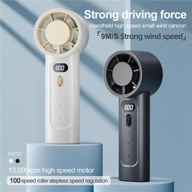 FC1 Summer Cooler Desktop Fan Turbine Handheld Fan with 100 Wind Speed Levels - White