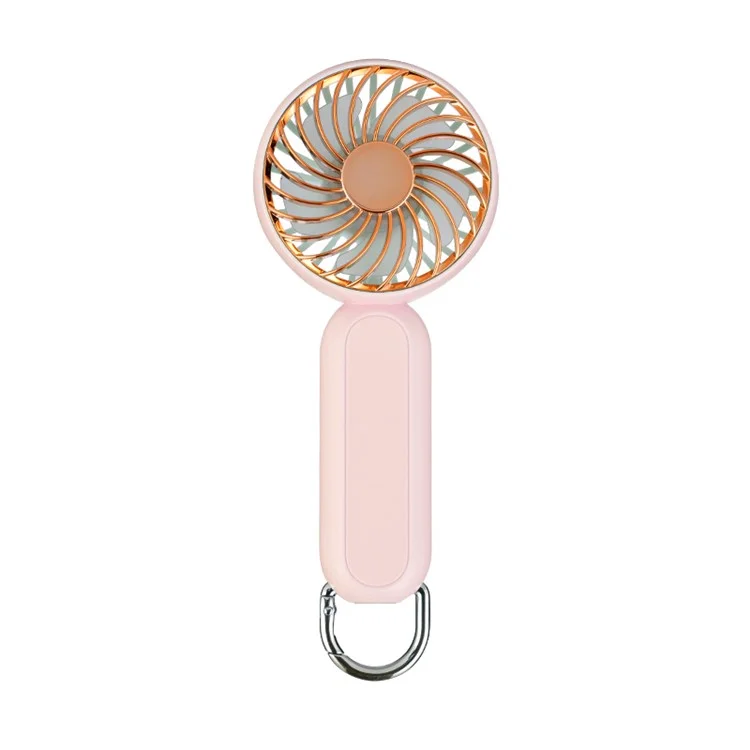 A217 Outdoor Three Gears Electroplating Mini Handheld Fan with Hanging Buckle - Pink