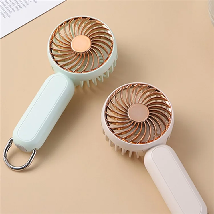 A217 Outdoor Three Gears Electroplating Mini Handheld Fan with Hanging Buckle - Pink
