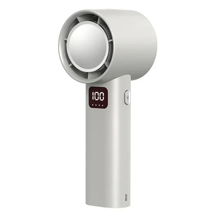 A60 100 Gears Cooling Fan Stepless Adjustable Digital Display Turbo Bladeless Handheld Fan - Bianco