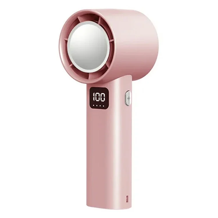 A60 100 Gears Cooling Fan Stepless Adjustable Digital Display Turbo Bladeless Handheld Fan - Pink