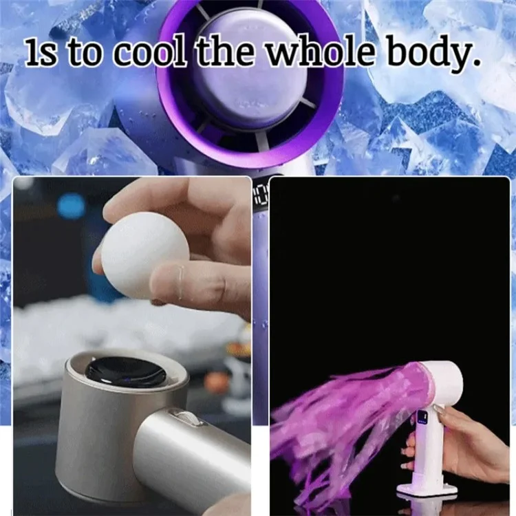 A60 100 Gears Cooling Fan Stepless Adjustable Digital Display Turbo Bladeless Handheld Fan - Pink
