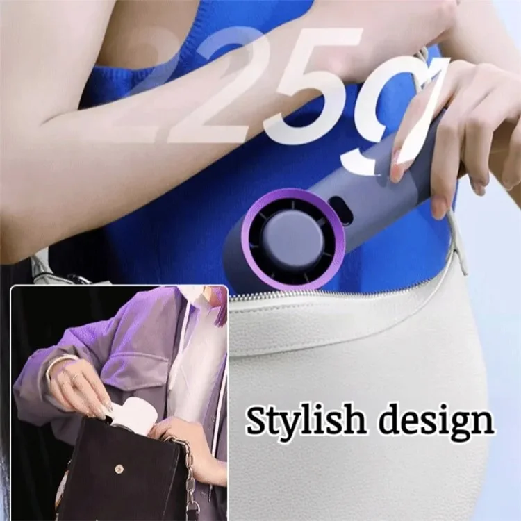 A60 100 Gears Cooling Fan Stepless Adjustable Digital Display Turbo Bladeless Handheld Fan - Pink