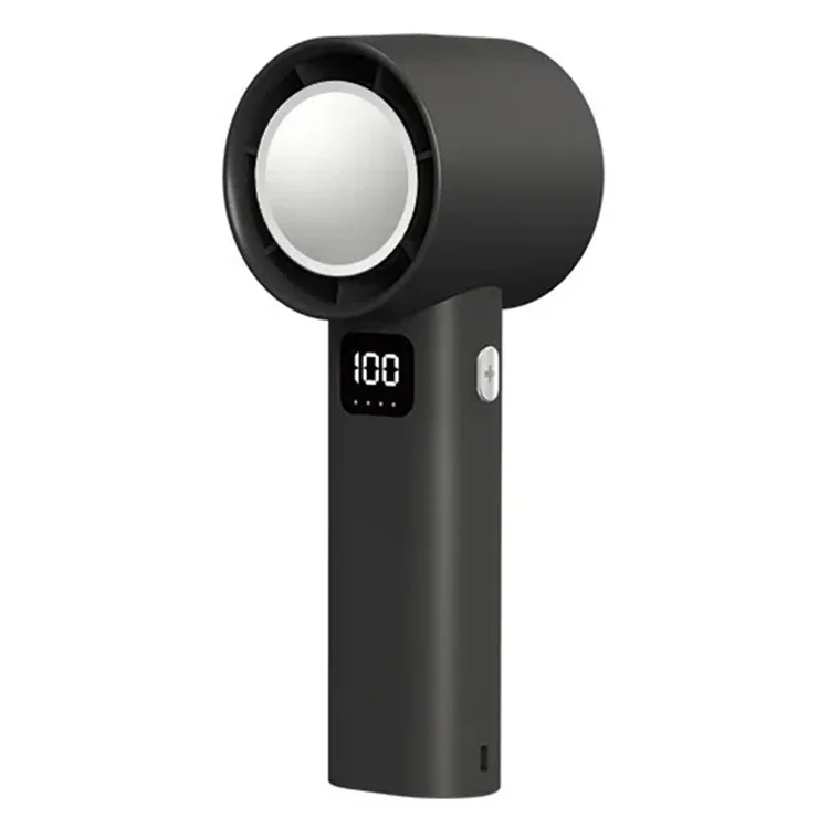 A60 100 Gears Cooling Fan Stepless Adjustable Digital Display Turbo Bladeless Handheld Fan - Black