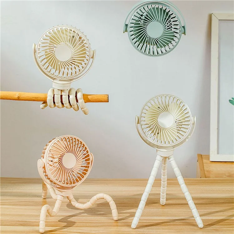 WX1020 Trípode flexible tipo pulpo Ventilador portátil de sobremesa para cochecito de bebé Ventilador portátil de refrigeración de verano - Blanco 