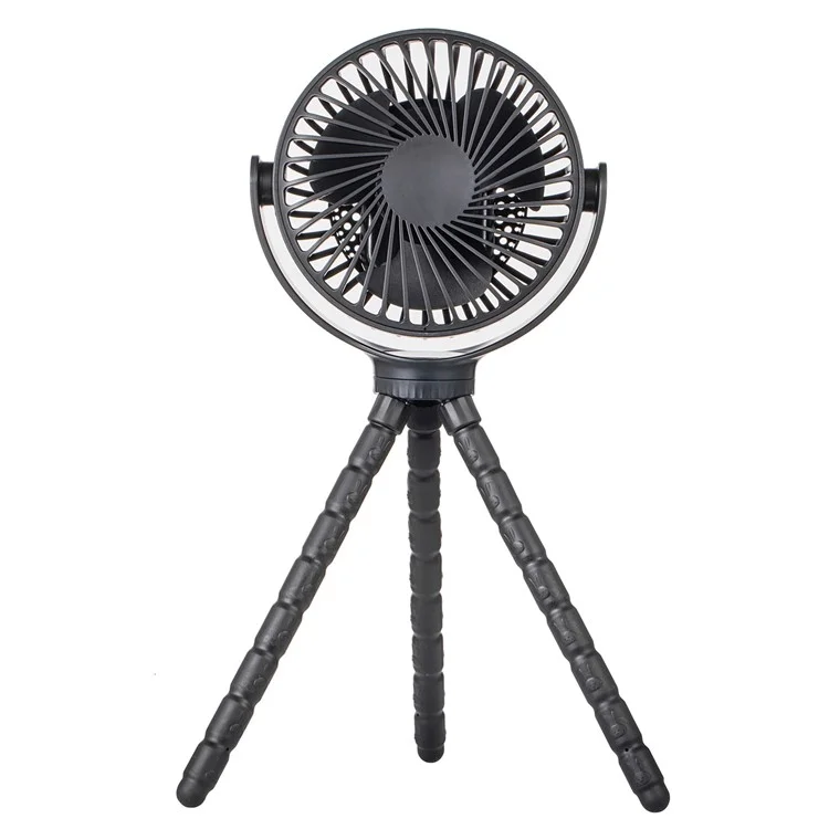 Ventilateur portable d'été rafraîchissant WX1020 Flexible Octopus Tripod Baby Stroller Desktop - Noir