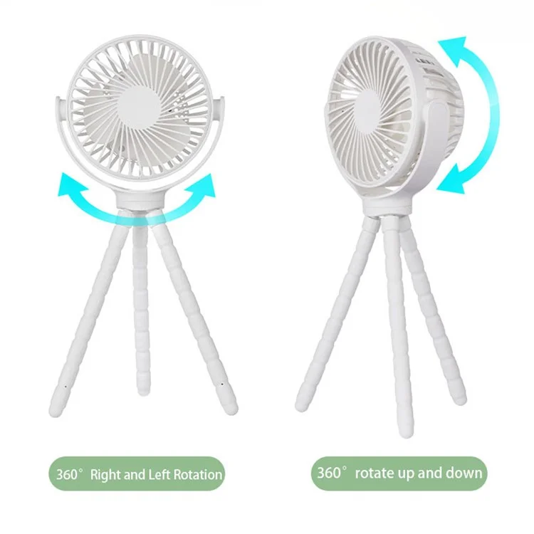 Ventilateur portable d'été rafraîchissant WX1020 Flexible Octopus Tripod Baby Stroller Desktop - Noir