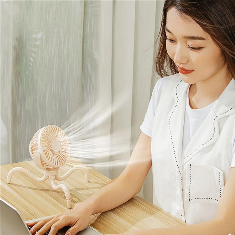 Ventilateur portable d'été rafraîchissant WX1020 Flexible Octopus Tripod Baby Stroller Desktop - Noir