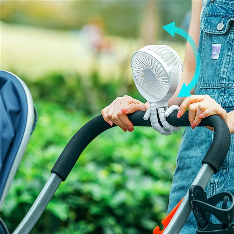 Ventilateur portable d'été rafraîchissant WX1020 Flexible Octopus Tripod Baby Stroller Desktop - Noir