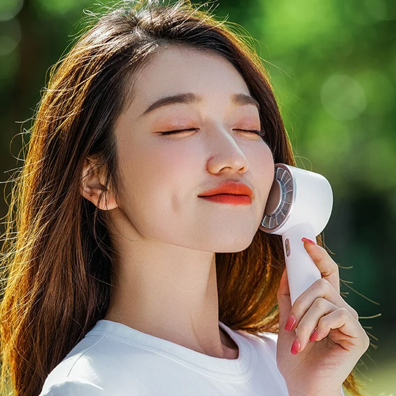 WX-633 Desk Fan 3 Speeds Semiconductor Cold Compress Summer Handheld Fan - Baby Blue