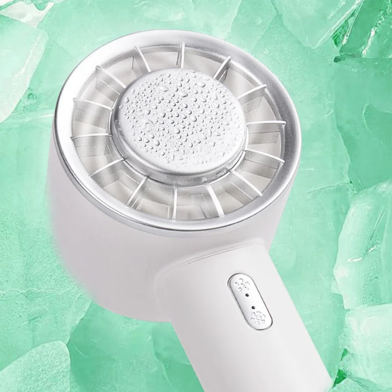 WX-633 Desk Fan 3 Speeds Semiconductor Cold Compress Summer Handheld Fan - Baby Blue