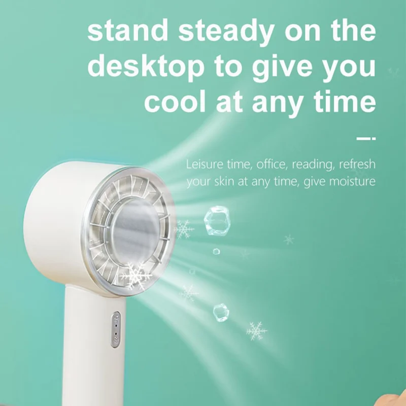 WX-633 Desk Fan 3 Speeds Semiconductor Cold Compress Summer Handheld Fan - Baby Blue