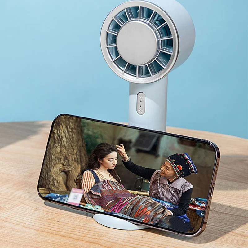 WX-633 Desk Fan 3 Speeds Semiconductor Cold Compress Summer Handheld Fan - Baby Blue