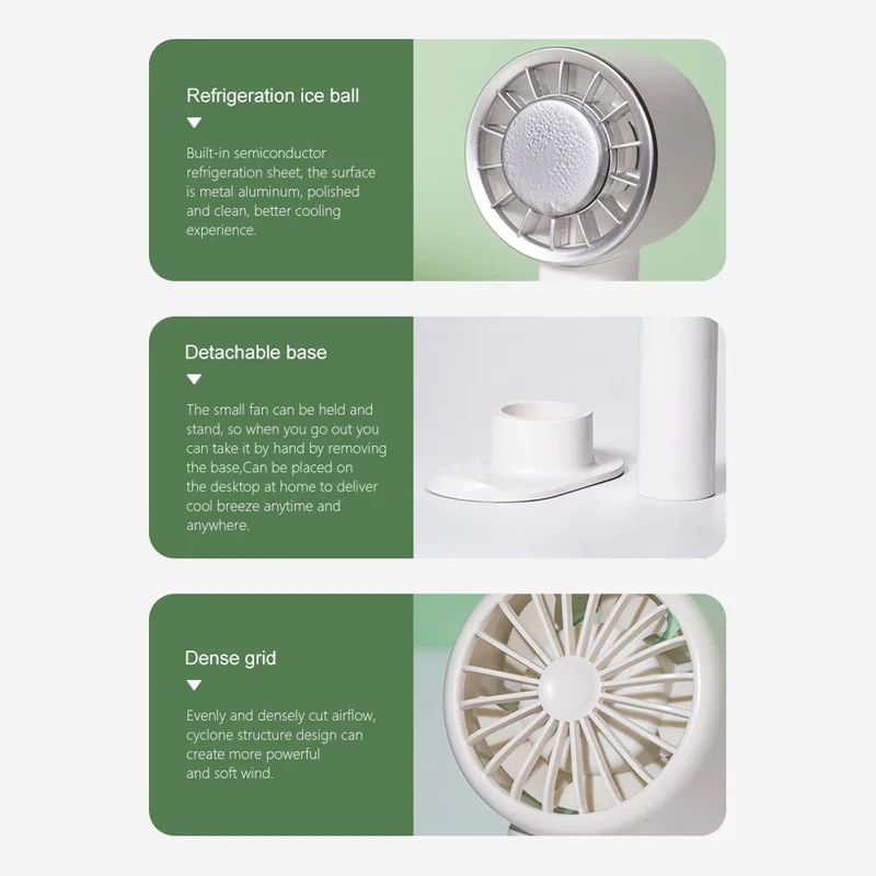 WX-633 Desk Fan 3 Speeds Semiconductor Cold Compress Summer Handheld Fan - Baby Blue