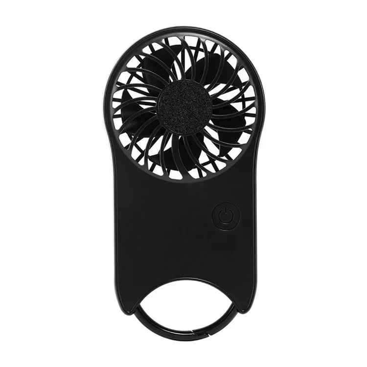 F12 Mini Handheld Fan 3 Wind Speed Outdoor Summer Cooling Fan with Hanging Buckle - Black
