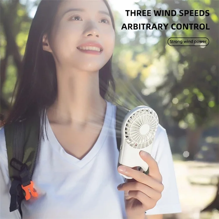 F12 Mini Handheld Fan 3 Wind Speed Outdoor Summer Cooling Fan with Hanging Buckle - Black