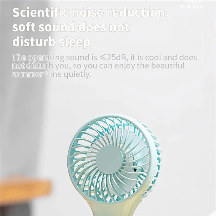 S13 Mini Handheld Fan 3 Wind Speed Portable Summer Cooling Fan with Hanging Buckle - Baby Blue
