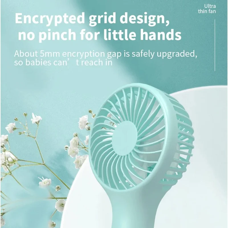 S13 Mini Handheld Fan 3 Wind Speed Portable Summer Cooling Fan with Hanging Buckle - White