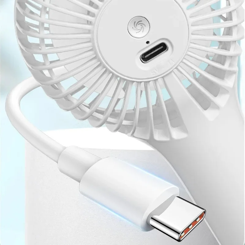 S13 Mini Handheld Fan 3 Wind Speed Portable Summer Cooling Fan with Hanging Buckle - White