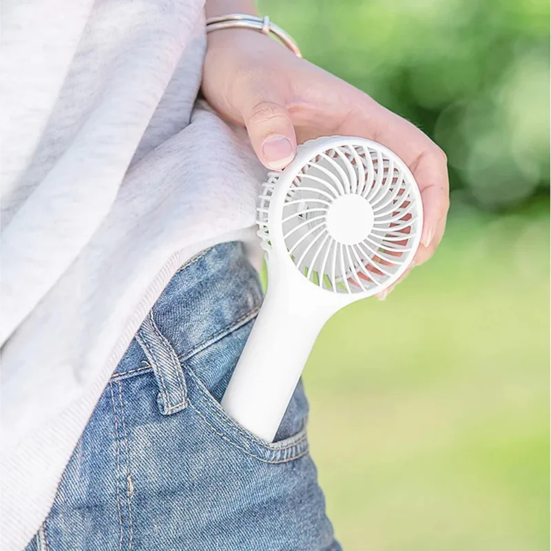 S13 Mini Handheld Fan 3 Wind Speed Portable Summer Cooling Fan with Hanging Buckle - White