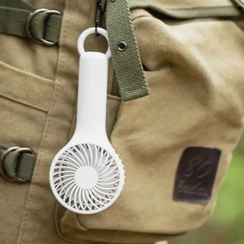 S13 Mini Handheld Fan 3 Wind Speed Portable Summer Cooling Fan with Hanging Buckle - White