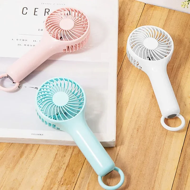 S13 Mini Handheld Fan 3 Wind Speed Portable Summer Cooling Fan with Hanging Buckle - White