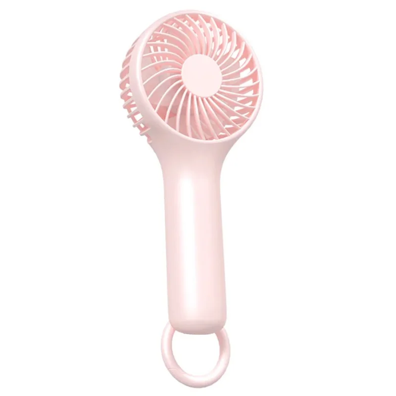 S13 Mini Handheld Fan 3 Wind Speed Portable Summer Cooling Fan with Hanging Buckle - Pink