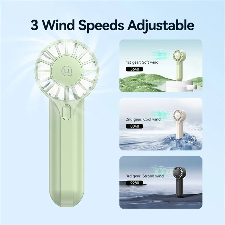 USAMS ZB288 Handheld Fan High Speed Desk Fan USB Recargable Portable Ventilador de Enfriamiento - Verde
