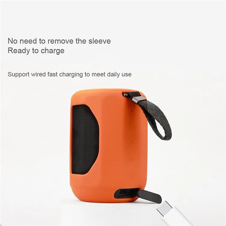 Für Xiaomi Mini Bluetooth Lautsprecher Gehäuse Anti-Kratzer Silikontasche mit Trageriemen - Orange