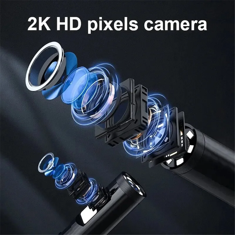 Endoscopio dual de 8 mm W600 2.0MP 1080P HD, cámara de inspección WiFi, boroscopio industrial de cable duro de 5 m