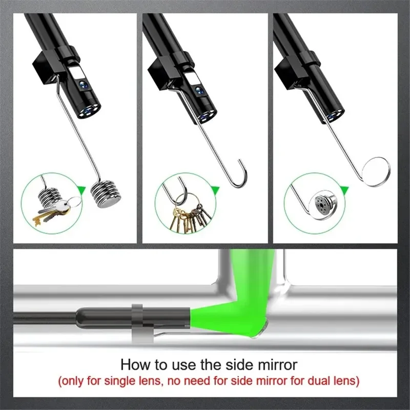 Endoscopio dual de 8 mm W600 2.0MP 1080P HD, cámara de inspección WiFi, boroscopio industrial de cable duro de 5 m