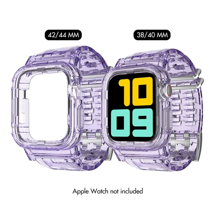 AHASTYLE WA04 pour Apple Watch Series 9 8 7 41mm / 6 5 4 SE (2023) SE (2022) SE 40mm / 3 2 1 38mm Watch Band avec Étui - Violet Transparent