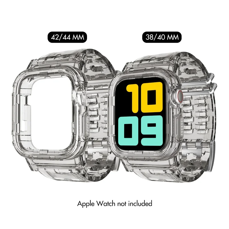 AHASTYLE WA04 pour Apple Watch Series 9 8 7 41mm / 6 5 4 SE (2023) SE (2022) SE 40mm / 3 2 1 38mm Bracelet avec Étui - Gris Transparent