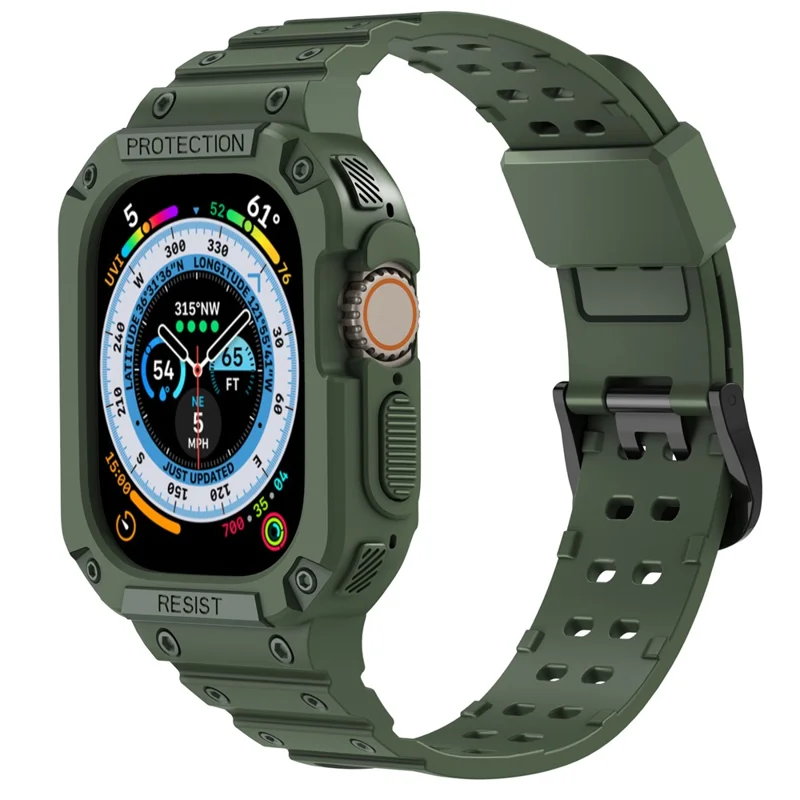 AHASTYLE WG106 Pour Apple Watch Series 9 8 7 41mm / 6 5 4 SE (2023) SE (2022) SE 40mm / 3 2 1 38mm Bracelets en TPU mat avec étui - Vert