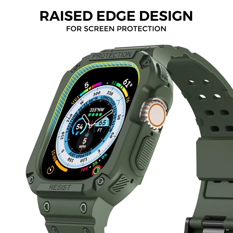 AHASTYLE WG106 Pour Apple Watch Series 9 8 7 41mm / 6 5 4 SE (2023) SE (2022) SE 40mm / 3 2 1 38mm Bracelets en TPU mat avec étui - Vert