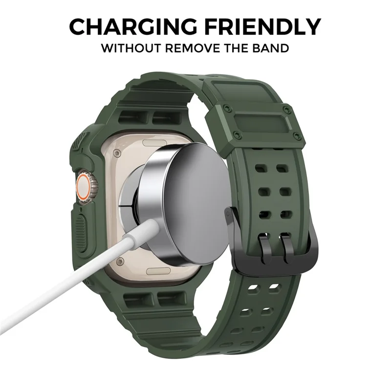 AHASTYLE WG106 Pour Apple Watch Series 9 8 7 41mm / 6 5 4 SE (2023) SE (2022) SE 40mm / 3 2 1 38mm Bracelets en TPU mat avec étui - Vert