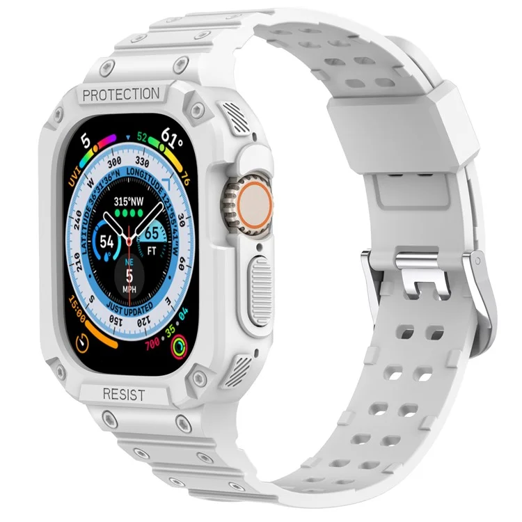 AHASTYLE WG106 Pour Apple Watch Series 9 8 7 41mm / 6 5 4 SE (2023) SE (2022) SE 40mm / 3 2 1 38mm Bracelets en TPU mat avec boîtier - Blanc