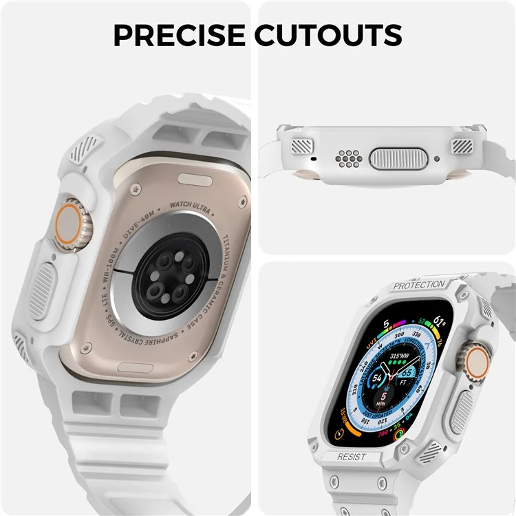 AHASTYLE WG106 Pour Apple Watch Series 9 8 7 41mm / 6 5 4 SE (2023) SE (2022) SE 40mm / 3 2 1 38mm Bracelets en TPU mat avec boîtier - Blanc