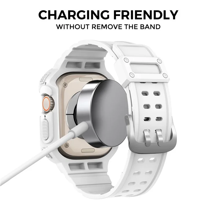 AHASTYLE WG106 Pour Apple Watch Series 9 8 7 41mm / 6 5 4 SE (2023) SE (2022) SE 40mm / 3 2 1 38mm Bracelets en TPU mat avec boîtier - Blanc