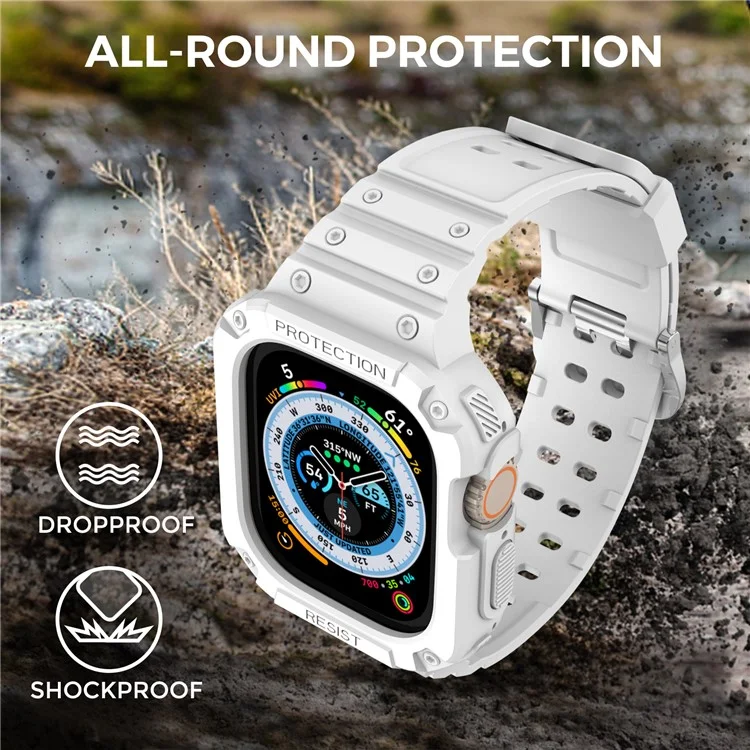 AHASTYLE WG106 Pour Apple Watch Series 9 8 7 41mm / 6 5 4 SE (2023) SE (2022) SE 40mm / 3 2 1 38mm Bracelets en TPU mat avec boîtier - Blanc