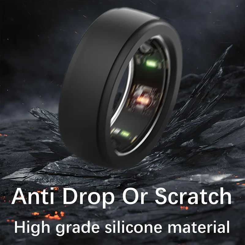 Protective Sleeve for Samsung Galaxy Ring / Oura Ring Generation 3 Anti-Scratch Silicone Ring Cover, Size S - Blackish Green