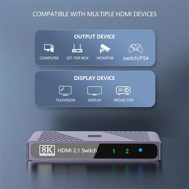 Q802 8K HD Video Splitter HDR 2 En 1 Salida Espejos Pantallas Adaptador de Transferencia de Vídeo