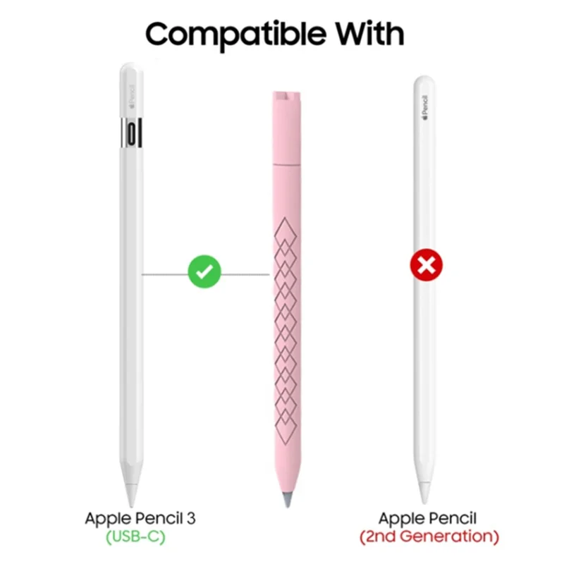 Para Apple Pencil (USB-C) Funda protectora de silicona con textura de diamante para bolígrafo - Rosa